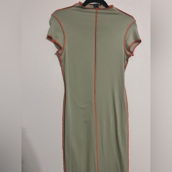 Forever 21 Green and Orange Stitch Seam Long Dress Size Small - Picture 1 of 6